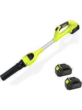 Powerful Cordless Leaf Blower, 580CFM, 3-Speed Electric, 2 Batteries & Charger